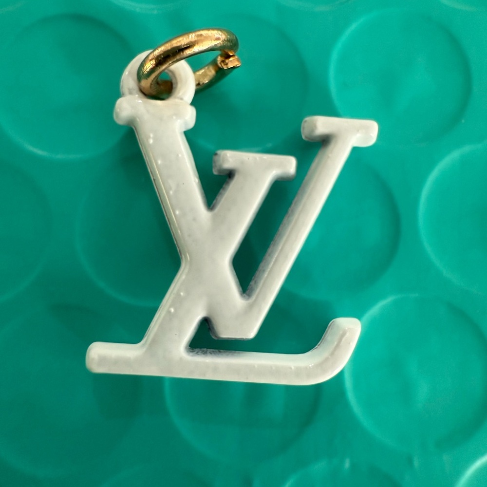 White and Gold (or Silver) Monogram Charm Necklace